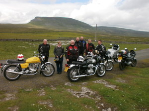A good ride out in dry weather again, 7 bikes attended the 146 mile run, Pen-y-ghent forms a nice backdrop in the photo.